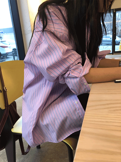 [소라,네이비 당일출고]oversize stripe shirt (3color)