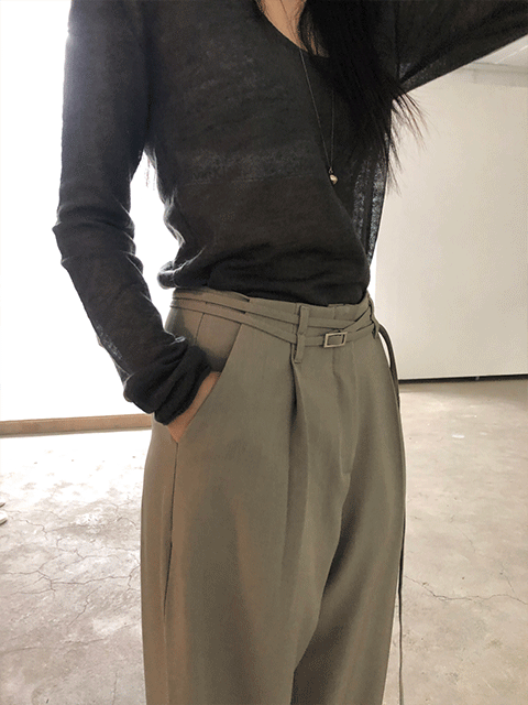 belt slacks pants (3color)
