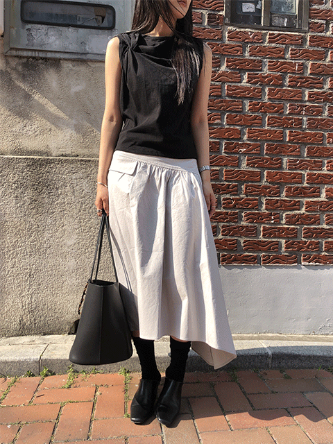 unbalace long skirt (2color)